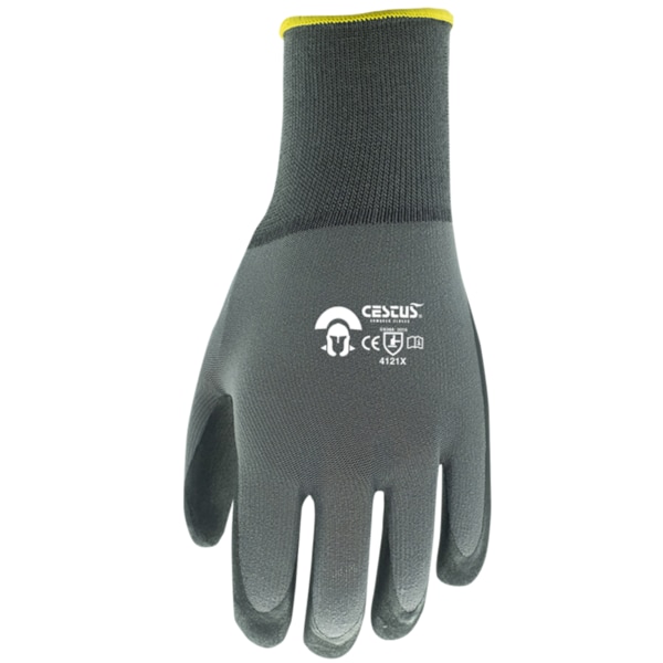 Cestus Nitrile Coated Gloves, Nitrile, Micro-Finish, Palm and Fingers, 4 Abrasion Level, Black, L 1 PR C11-L - main